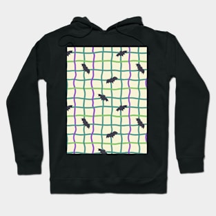 Wobbly Checkers and Bats - Halloween Pattern - Bright Colors Hoodie